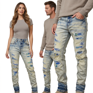 Dernier design, service ODM, jean en denim coloré vintage pour homme, taille haute, respirant, qualité supérieure, confortable, 100% coton - Product Image 1