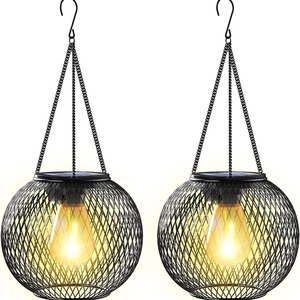 Xinhuiyuan Lighting - Lámparas Solares de Jardín, Faroles Colgantes para Exteriores, Lámpara de Techo para Balcón de Acero Inoxidable con Diseño Hueco - Product Image 1