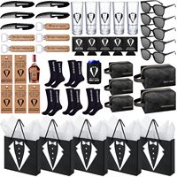 Lot de 50 cadeaux personnalisés pour garçons d'honneur : Coffret de demande en mariage, verres à shot, trousse de toilette en cuir PU, ouvre-bouteille, refroidisseur de canettes - Cadeau de mariage