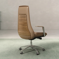 Chaise de bureau de direction moderne en cuir à dossier haut avec accoudoirs en aluminium, ergonomique et réglable en hauteur pour bureau de direction