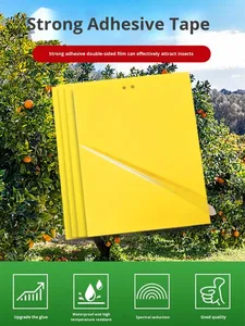 Pièges à insectes collants carrés double face jaunes et bleus pour mouches des fruits, thrips et mouches noires dans les vergers - Product Image 1