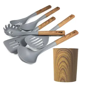 Kitchen Accessories cooking tools bulk stocked luxurious wood handle gray cooking kitchen utensils set