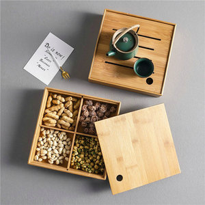 Fruit plate with compartments, <b>desktop</b> nut plate, suitable for home use, Chinese New Year, bamboo candy box, fruit plate - Product Image 3