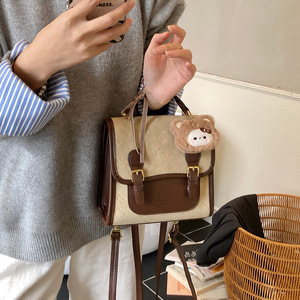 Hot Selling Classic Lady Fashion Trendy Versatile Hand Carry Large Square Bag Vintage College Style PU <b>Backpack</b> for Women Girls - Product Image 2