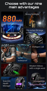 KT89 3ATM Waterproof Smartwatch Smart Bracelet Multi Sport Models Smart <b>Watch</b> With Flashlight Blood Oxygen Monitor - Product Image 2
