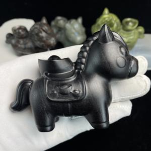 Nouvelle conception, cheval en cristal doré, sculpture à la main, artisanat chinois, nouvel an du cheval, Feng Shui, décoration porte-bonheur, cadeau - Product Image 1
