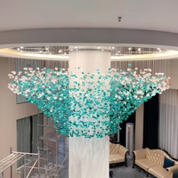 Lustre en cristal à LED de décoration de hall de villa d'hôtel moderne de grand projet personnalisé avec suspension télécommandée