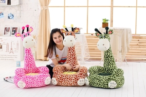 Cartoon Cute Animal Bean <strong>Bag</strong> Chair Seat Brown <strong>Giraffe</strong> Plush Toy For Children PP Cotton Filling Embroidered Logo Birthday Gift - Product Image 2