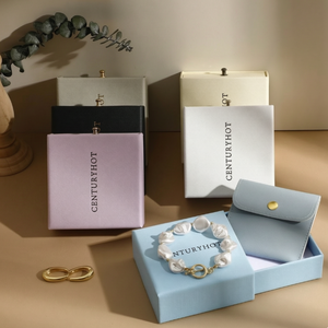 Boîte à bijoux de haute qualité avec logo personnalisé, boîte en papier écologique pour collier, bague, pendentif, emballage de rangement, boîte à tiroir avec poignée en métal - Product Image 4