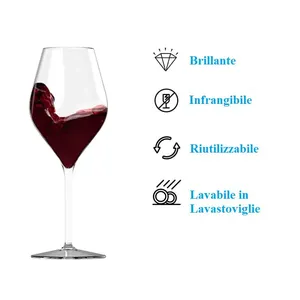 6 bicchieri da vino in plastica riutilizzabili infrangibili da 380 cc, lavabili in lavastoviglie fino a 350 volte - Product Image 3
