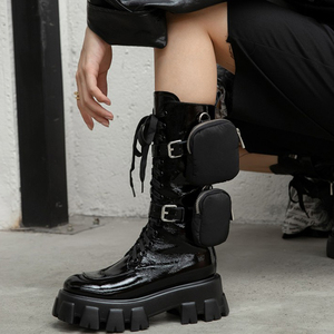 New Designs Lace-up Buckle Women <b>Boots</b> Removable Decoration Thick Sole Middle High Booties Shoes Breathable <b>Boots</b> for Ladies - Product Image 1