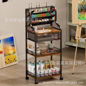 Chariot de rangement métallique mobile à <span class=keywords><strong>cinq</strong></span> niveaux, moderne, pour l'organisation d'art et d'artisanat, support roulant multi-niveaux pour pinceaux et outils d'art, utilisation en cuisine - Product Image 3