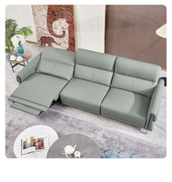 Juego de sofá eléctrico reclinable ajustable, muebles para sala de estar, sofá reclinable multifuncional de cuero completo, sofá eléctrico de 3 plazas
