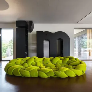 Italian Luxury Python Woven Special-Shape Art Sofa For Villa Home Living Room