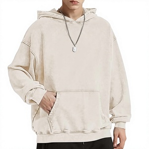 Custom Logo OEM Made Men's Hoodie Casual Oversized Vintage <b>Retro</b> Acid Washed 100% Cotton Trendy Baggy Basic Pullover Streetwear - Product Image 1