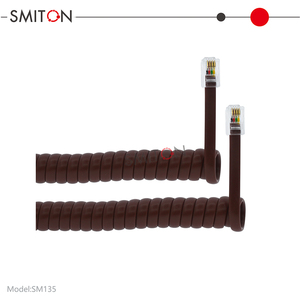 Câble téléphonique spiralé plat OEM Cat3 <span class=keywords><strong>ADSL</strong></span> RJ9 4P4C RJ11 noir et blanc, 1m, 2m, 3m - Product Image 2