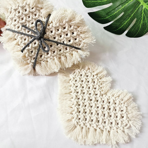 Al por mayor personalizado amor corazón buena calidad hechos a mano la posavasos <span class=keywords><strong>de</strong></span> vidrio para beber <span class=keywords><strong>Macrame</strong></span> arte Montaña Rusa - Product Image 3