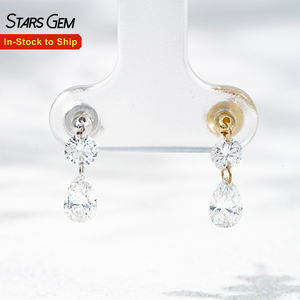 ต่างหูเพชรทรงลูกแพร์ Starsgem Premium ทอง 18K ชุบโรเดียม แบบเจาะเลเซอร์ ดีไซน์ลอยตัว สำหรับทุกเพศทุกวัย ทันสมัย ได้รับการรับรองจาก IGI - Product Image 1