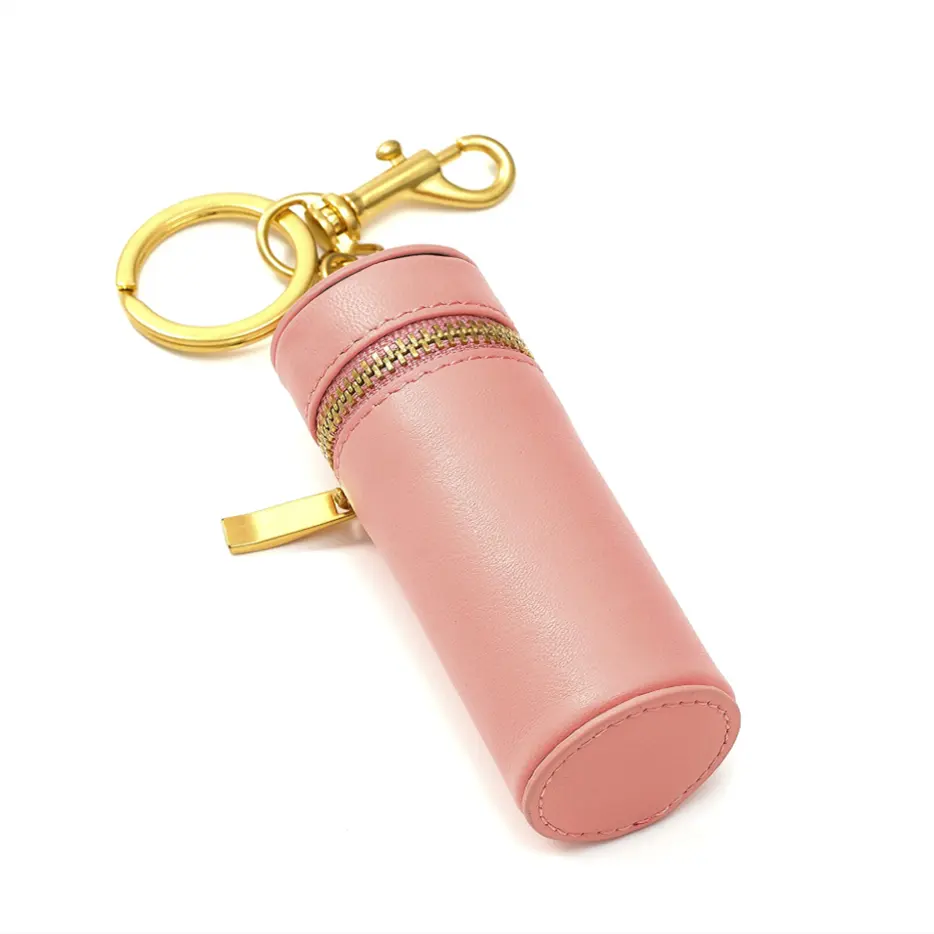 Nappa Lederen Rits Lipstick Case Met Sleutelhanger Chapstick Houder Sleutelhanger Vrouwen Lipstick Organizer