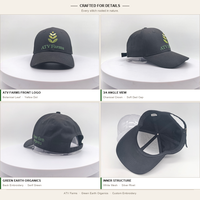 Casquette de baseball noire unie avec logo personnalisé, 6 panneaux, en coton structuré, broderie feuille, promotionnelle pour entreprises, certifiée CE, vente en gros
