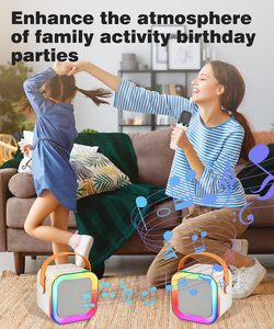 Worthy <b>Mini</b> Portable Bluetooth Karaoke Speaker with Wireless <b>Microphone</b> and Colorful Lights for Kids Adults Metal Active RGB 3W - Product Image 4