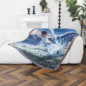 Coperta <span class=keywords><strong>in</strong></span> Tessuto Jacquard Personalizzata OEM con Motivi Anime e Calcio, Misto Poliestere e <span class=keywords><strong>Cotone</strong></span>, Morbida, Resistente e Anti-sbiadimento - Product Image 2