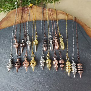 Venta directa de fábrica, colgante de Cono chapado en bronce antiguo de oro rosa y plata, Péndulo de latón, péndulo curativo, péndulos de Reiki de Metal - Product Image 3