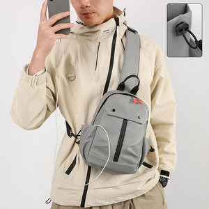 Men's Crossbody Bag Waterproof Wear Resistant Gray Black Dark Blue Military Green Solid Color 19cm X 10cm X 30cm Everyday Use - Product Image 3