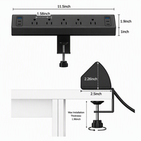 Multiprise de bureau à fixation rapide avec prise américaine, prises USB-C amovibles et plusieurs prises électriques – Idéale pour le bureau