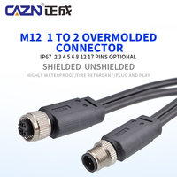 Konektor Sensor IP67 M12 1-ke-2 Splitter Transfer Plug Dengan Kabel PVC TPU 2 3 4 5 6 8 12 Pin Adaptor Plug