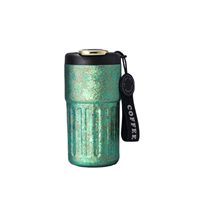 Mug Vakum Titanium Portabel OEM Bulk 14oz/410ml dengan Tutup 2-in-1 dan Layar Temperatur Anti Bocor