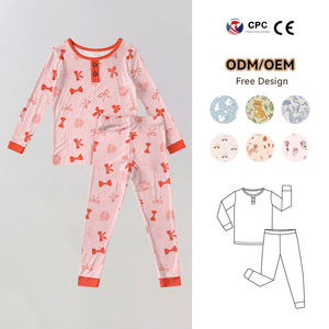 Ensemble de vêtements en fibre de bambou pour bébés garçons Pyjamas en bambou à impression personnalisée pour enfants filles - Product Image 1