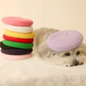 Venta al por mayor personalizado invierno mascota gato cachorro perro boinas sombrero elegante liso lana bordado boina <span class=keywords><strong>gorra</strong></span> - Product Image 4