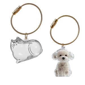 2026 Cute Handmade Transparent Cat Dog Keychain Pet Hair Storage Collections - Product Image 2