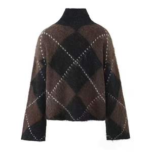 Ensemble haut et jupe pour femme, vêtements décontractés de luxe, été, nouveau, manches longues, col montant, pull en tricot respirant, haut au-dessus du genou - Product Image 3