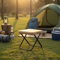 Tabouret de camping pliable portable avec cadre métallique et pochette intégrée pour le camping en plein air, la pêche et l'attente