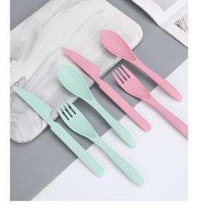 Экологически чистые и многоразовые инструменты-кухонные наборы, 3 шт., набор вилок и ложек из натуральной пшеничной соломы - Product Image 6