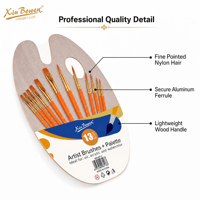 Ensemble de pinceaux de peinture Xin Bowen 13 pièces avec palette pour peinture à l'huile, acrylique, aquarelle, kit professionnel de fournitures artistiques en nylon
