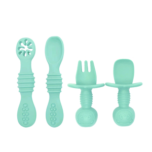Ensemble d'alimentation pour bébé en silicone en forme de dinosaure, fourchette et cuillère, 4 pièces, multifonctionnel, pour l'apprentissage de l'auto-alimentation - Product Image 3