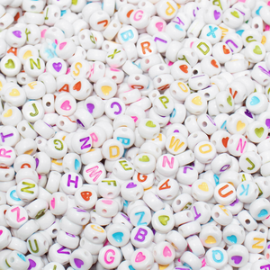 500g/sacchetto Perline Miste da 7mm con <span class=keywords><strong>Lettere</strong></span> e Cuori Colori Assortiti - Product Image 5