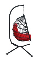 Fauteuil suspendu en rotin tressé, chaise suspendue en forme d'œuf pour patio, jardin, balcon, chaise suspendue pliable en métal avec support, siège individuel