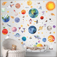 Milaosk Autocollants muraux autocollants en vinyle pour enfants, décorations murales planètes et astronautes pour chambre de bébé, enfant, fille, salle de classe