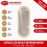 Miroir mural LED moderne pour salle de bain Fullkenlight avec interrupteur tactile intelligent, taille personnalisée, affichage de la température et de l'heure