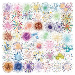 50pcs Colorful Fireworks Sticker Bag Waterproof PET Hand Account Decoration DIY Guitar Notebook Luggage