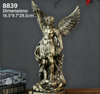 Statue d'Archange Saint-Michel en bronze personnalisée faite à la main, sculpture en résine, dieu grec, guerre, cadeaux religieux, modèle personnalisable