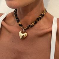 Collier ras-du-cou sexy léopard en alliage vintage avec étoile de mer, croix et cœur pour femme, idéal pour l'été et la plage, cadeau