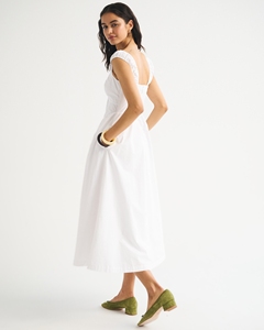 Robe d'été LEDUO 2026 nouvelle collection, style vintage décontracté, en coton blanc, bustier, col cœur, manches courtes, coupe trapèze - Product Image 3