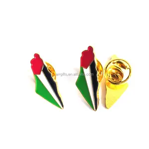 Palestine Lapel Pin Large Stock Palestine Map With National Flag Gold Brooch Pin For Palestine National Day
