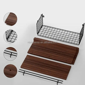 Estante Flotante de 4 Niveles en Forma de L, Moderno, Negro, con Barandilla, Canasta de Acero y Madera, Multifuncional, para <span class=keywords><strong>Baño</strong></span>, Almacenamiento en Pared - Product Image 5