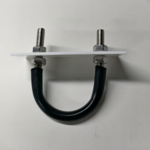 M10ステンレススチール316 Uボルト + 4個六角ナット + 取り付けプレート (ptfeパッドホワイトカラー) + ラバースリーブ (ブラックカラー) - Product Image 2